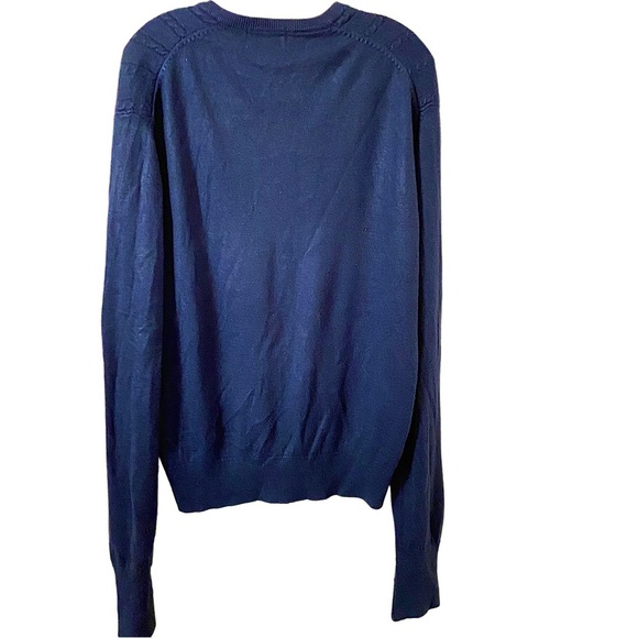 Pebble Beach Acrylic V Neck Long Sleeves Cable Knit Blue Sweater Size X Large. - Picture 2 of 3